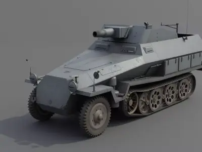 SdKfz 251-9 Stummel Infantry Support Vehicle Low-poly 3D model