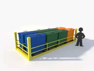 Container with Dumpsters for Cargo Ships Low-poly 3D model