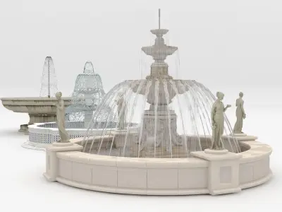 3 Fountains three different 3D model