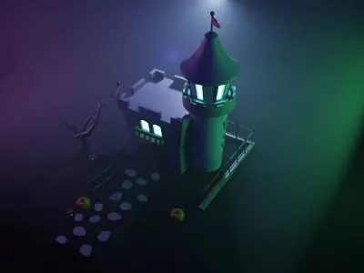 Halloween Castle Low-poly 3D model
