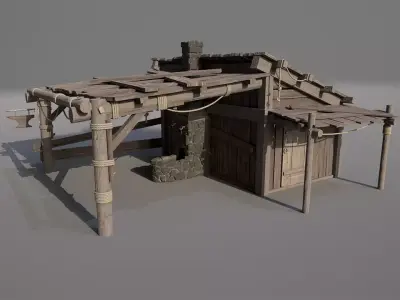 Realistic Forge Building Low-poly 3D model