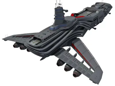 Black SciFi Frigate Spaceship 3D model