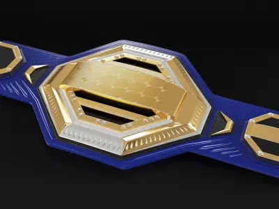 Gold Championship Belt Lies on Floor 3D model