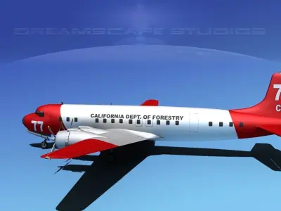 Douglas DC-7C California Fire 3D model