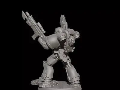 Sci-Fi Heavy Trooper STL Modular Power Armor 32mm Miniature V8 3D print model