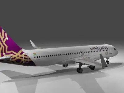 Vistara Airbus a320neo 3D model Low-poly 3D model