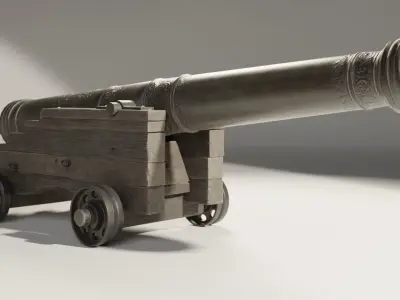 Medieval Cannon Low-poly 3D model