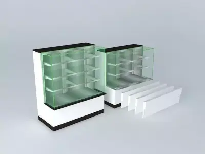 Kit805PD two display cases with glass shelves Free 3D model