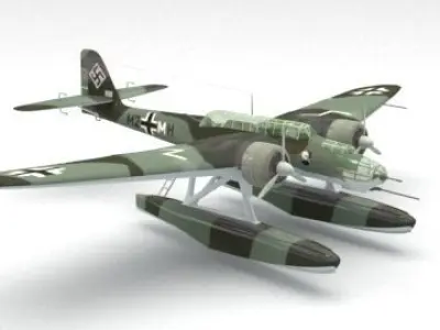 seaplane toy plane with propellers 3D model