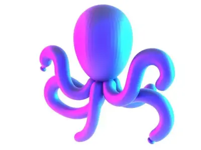 Purple Octopus Balloon Decoration Props Second Life toy 3D print model