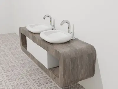 Furniture - Cabinets Bathroom white Free 3D model