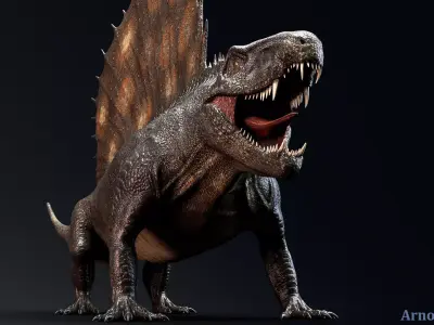 Dinosaur Dimetrodon Dinosaur Unreal Engine Project Low-poly 3D model