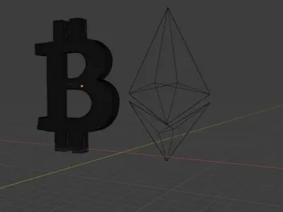 BTC ETH cyrptocurrency coin Free 3D model