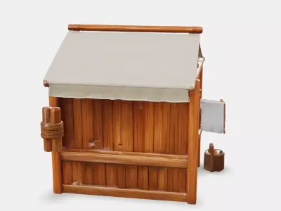 Wooden Market Stall  Low-poly 3D model