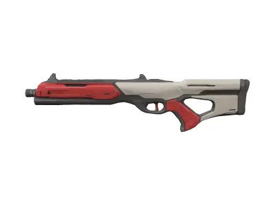 A sleek scifi assault rifle dark grey and red 3D model