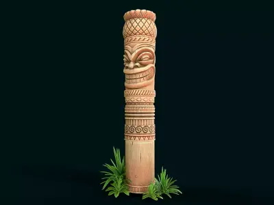 Stylized Wood Totem 9 Low-poly 3D model