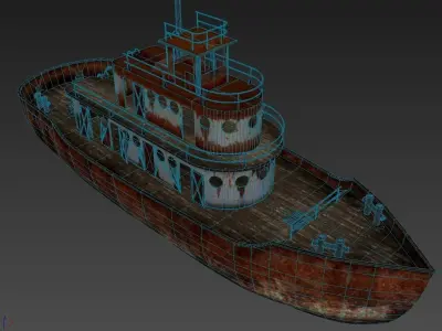 Old Abandoned Rusted Ship Low-poly 3D model