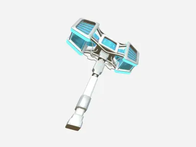 SciFi War Hammer A02 White Blue - Sci Fi Weapon Design Low-poly 3D model