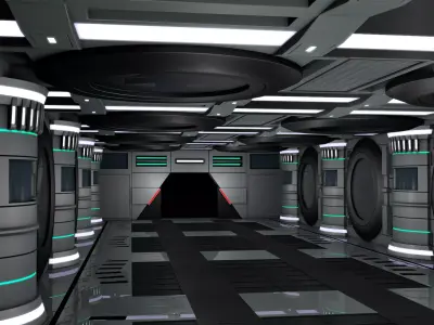 Sci Fi Corridor Interior 3D model 5