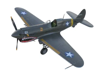 Curtiss P-40 Warhawk WW2 Warplane Low-poly 3D model