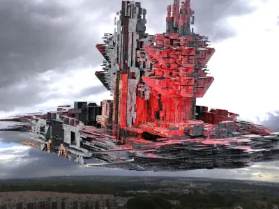 Dark Cyberpunk City Base 5 3D model