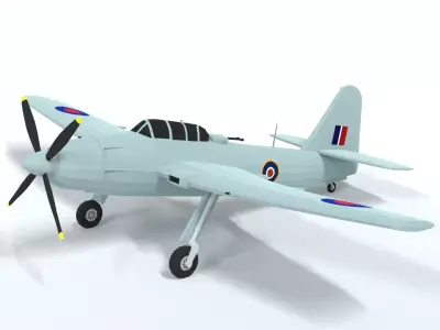 Low Poly Cartoon Fairey Spearfish WWII Airplane Low-poly 3D model