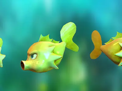 3DRT - Shooter Fish Low-poly 3D model