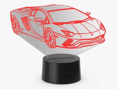 Hologram Lamp with Sport Car Red 3D model