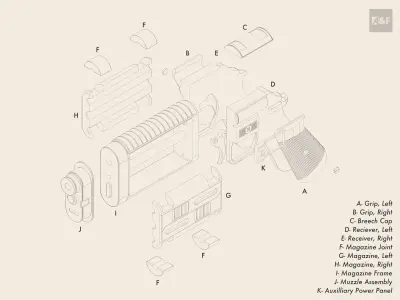 Cassian Andor Bryar Blaster Pistol Free 3D print model