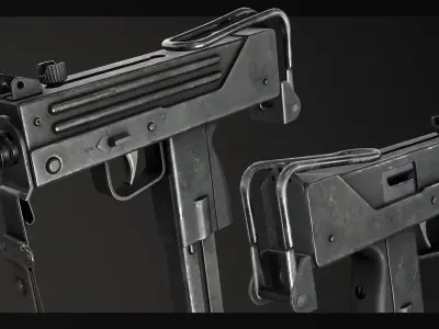 PBR MAC-10 and Suppressor Low-poly 3D model