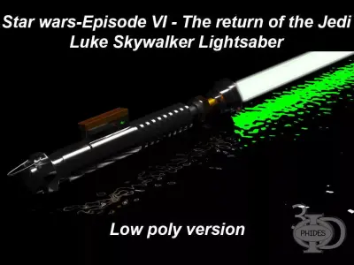 Luke Lightsaber Low poly version Low-poly 3D model