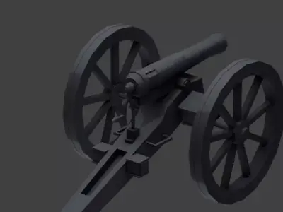 FRENCH 1870 CANNON Low-poly 3D model