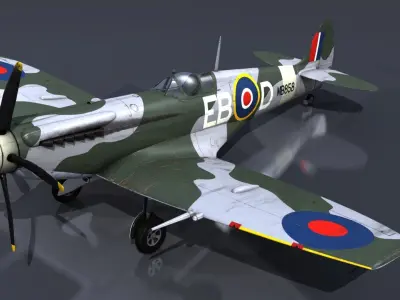 SPITFIRE MK XII 41st Squadron Low-poly 3D model