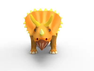 3D Cartoon Triceratops Dinosaur Rigged  Animated  Low-poly 3D model