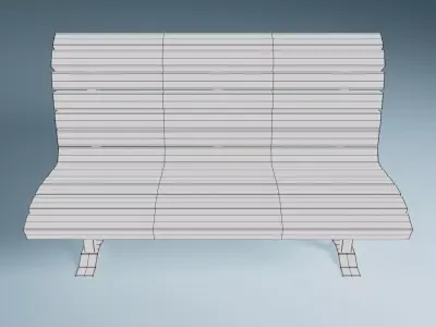 Wooden Street Park Bench 3D Model 02 3D model