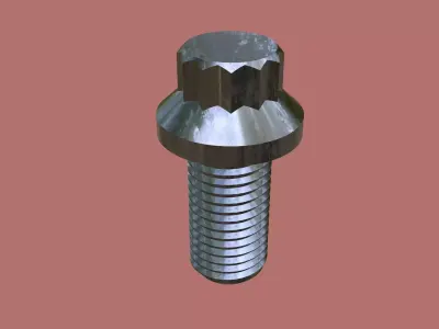 Steel Stained M8 12 Point Bolt 4K PBR 3D model