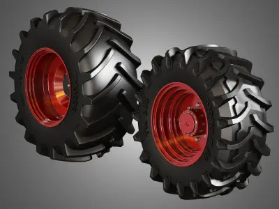 Tractor Tires and Rims - T02 3D model