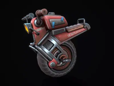 Stylized Monocycle Low-poly 3D model