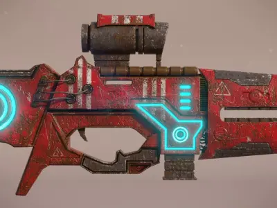 Railgun futuristic weapon Low-poly 3D model