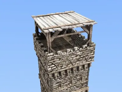 medieval watch tower 1 3D model