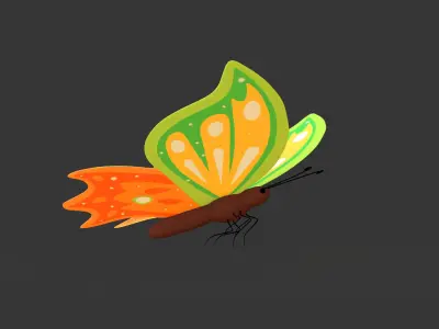 Butterfly Wing Flapping 5 Animated Low-poly 3D model