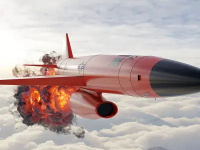 BQM-167 Rocket Drone with free VDB fire trail 3D model