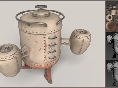 Stylized Flying Machine - 2 texture sets Low-poly 3D model