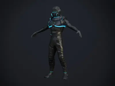 scifi soldier Low-poly 3D model buy