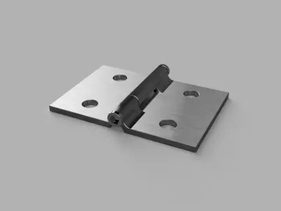 Simple Hinge with Four holes out of steel 3D model