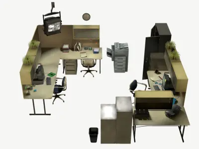 Office Set Low-poly 3D model