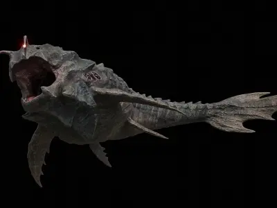 Alien Monster Fish Low-poly 3D model