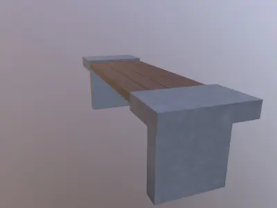 Bench Wood Concrete Low-poly 3D model