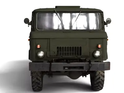 1966 Gaz 66A 2 Rigged Soviet Military Truck 3D Model  3D model