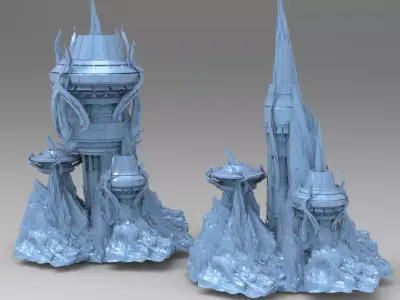 Cthulhu ocean Docks Gravity tower 2 designs 3D model